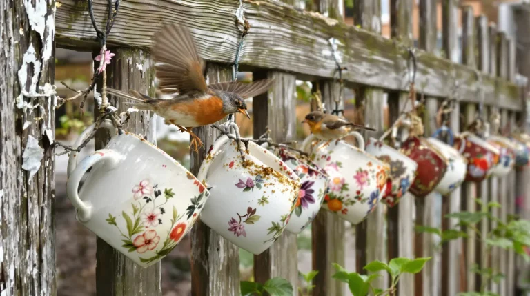 En avril, ces vieilles tasses sur la clôture aident les oiseaux et protègent votre potager
